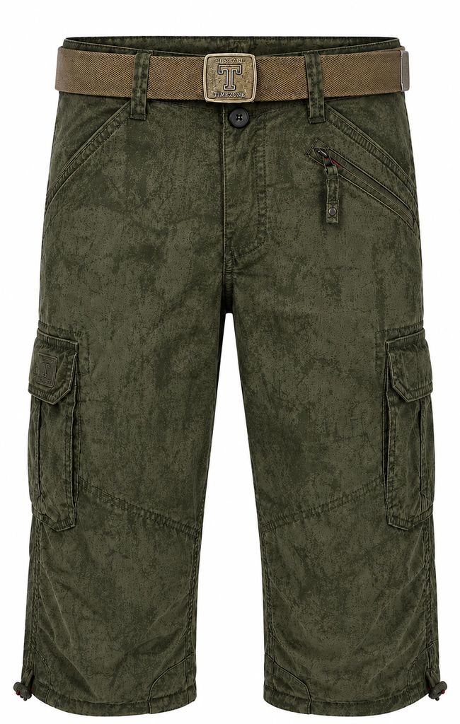 Timezone Loose Fit Shorts Gürtel Cargo Style Wadenlang Kariert Größe: 32W