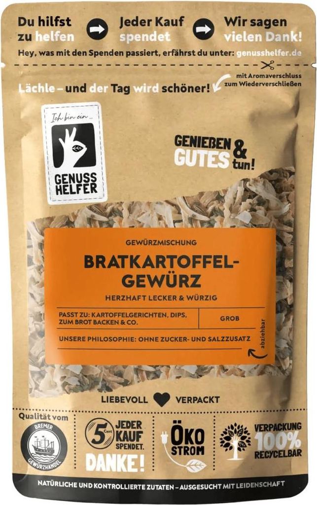 Bratkartoffelgewürz, grob, für schnelle würzige Bratkartoffeln, 10 x 100g