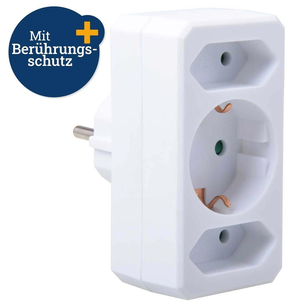 Adaptersteckdose 2 Euro + 1 Schutzkontakt