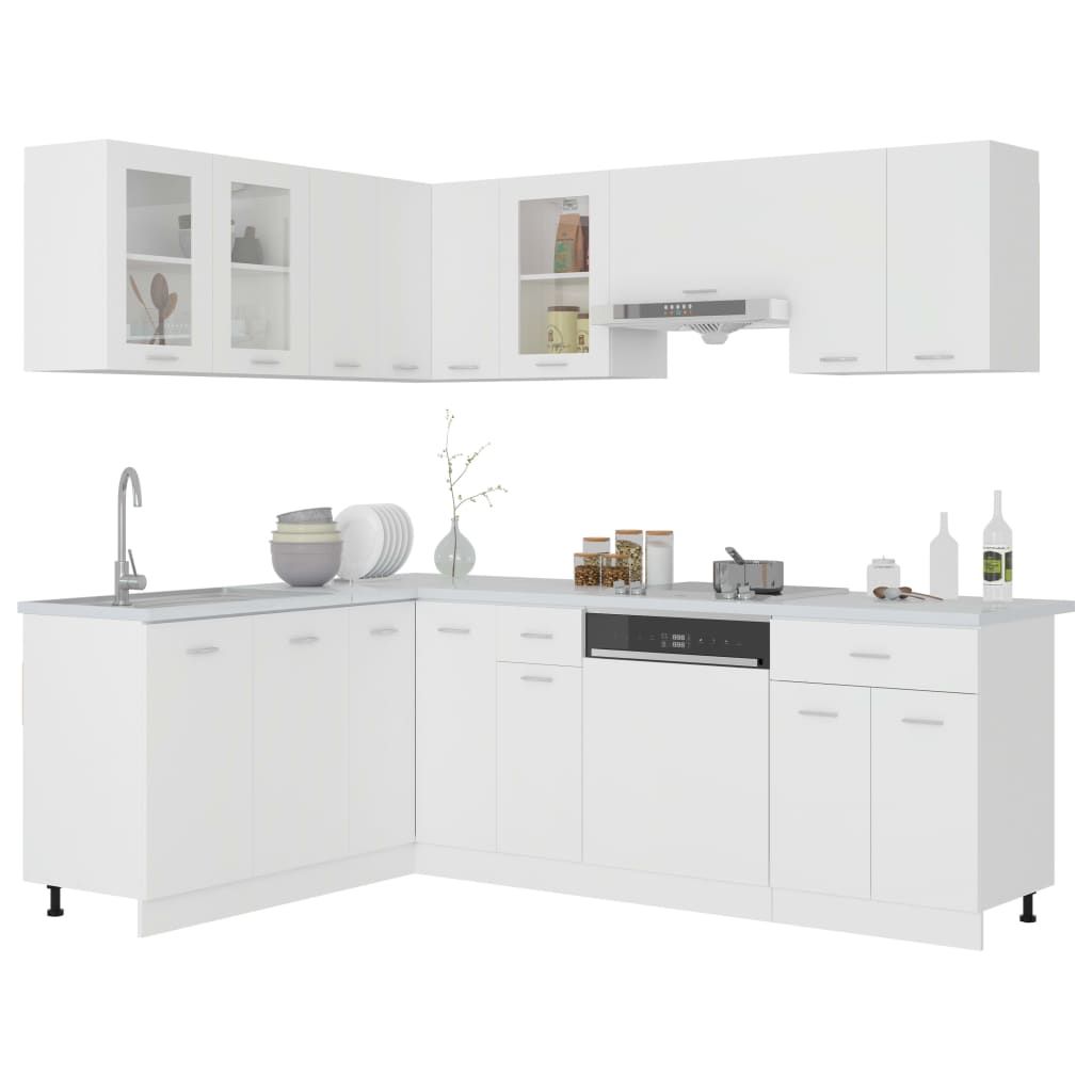 mobile da cucina vidaXL 11 pezzi Lyon in legno bianco Immagine del prodotto 