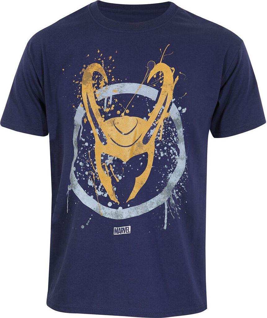 Kurzarm-T-Shirt Marvel Splatter Logo Blau Uni - L