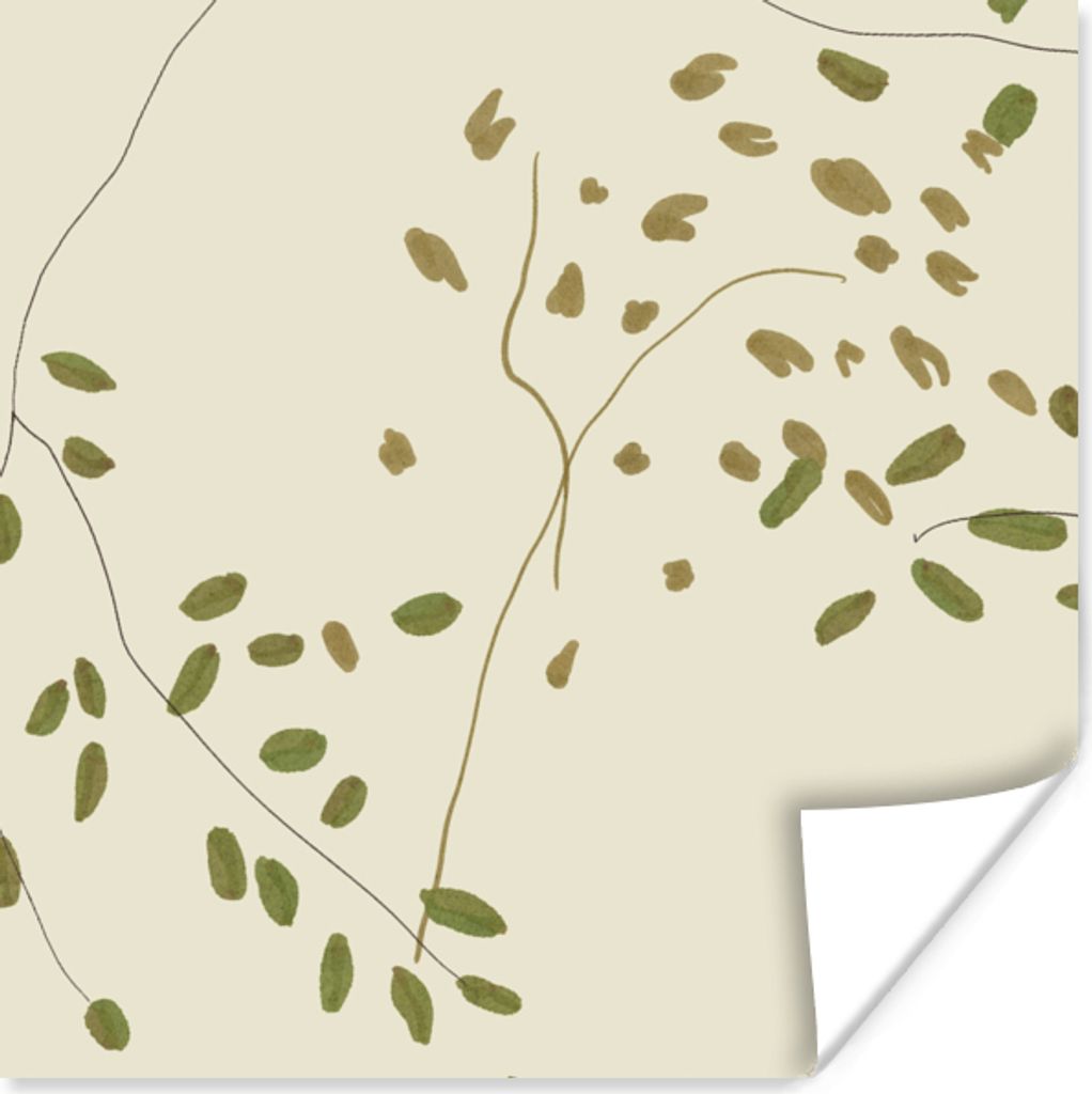 MuchoWow Poster Grün - Blumen - Pastell 75x75 cm - Wand Dekoration