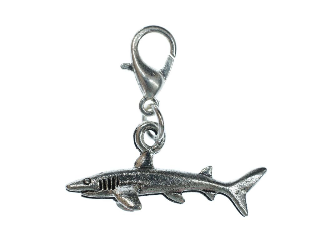 Hai Charm Anhänger Bettelarmband Miniblings Charms weißer Haifisch Fisch silber
