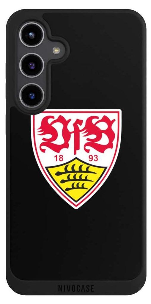 NIVOCASE Handyhülle für Samsung Galaxy S24+ Hülle NIVOpure Case Schwarz Offizielles Lizenzprodukt VfB Stuttgart Wappen