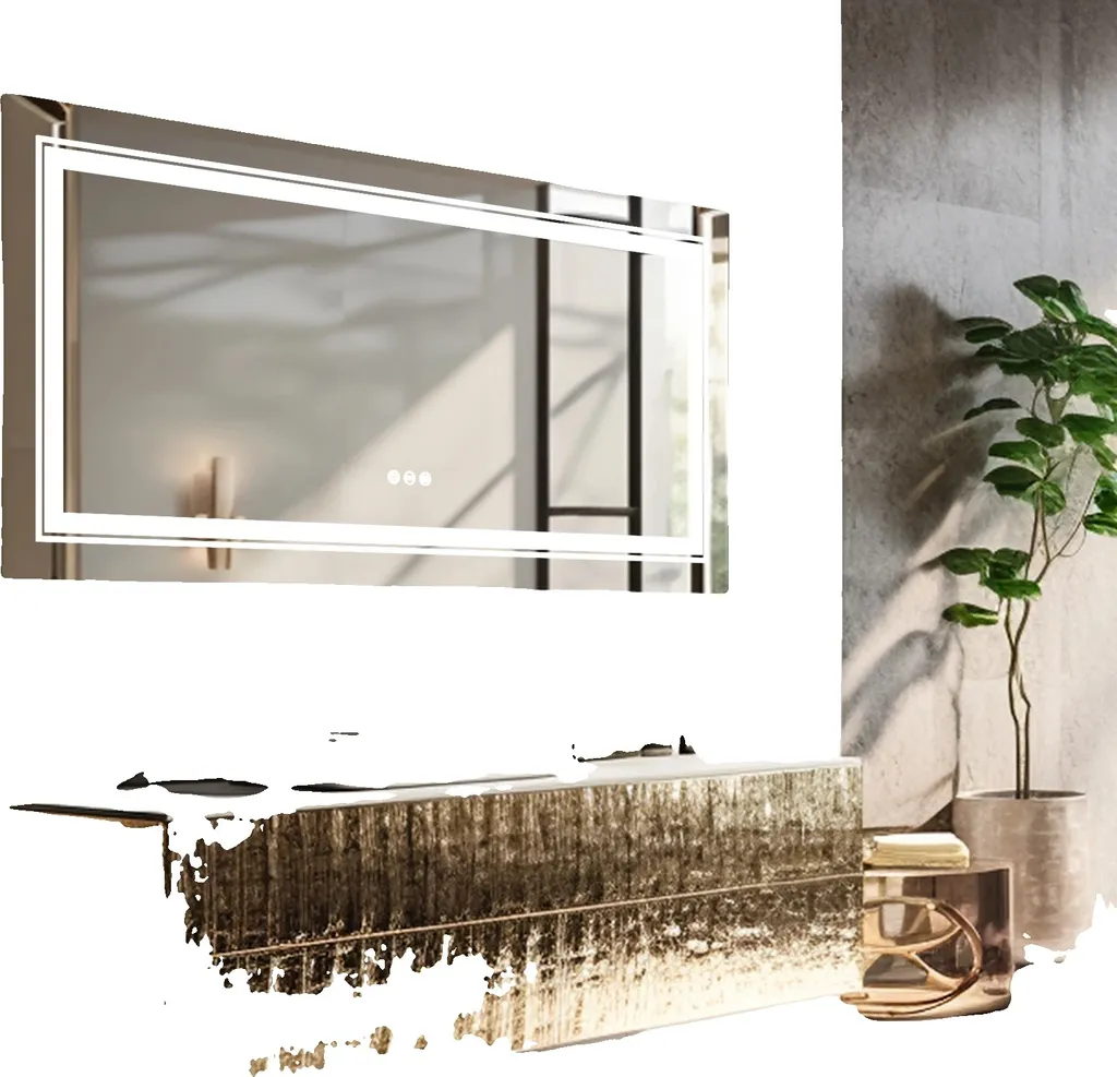 Miroir lumineux LED rectangulaire 107x51cm intensité réglable moderne