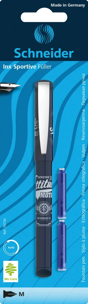 Stylo plume Inx Sportive M noir avec 2 cartouches d'encre en blister