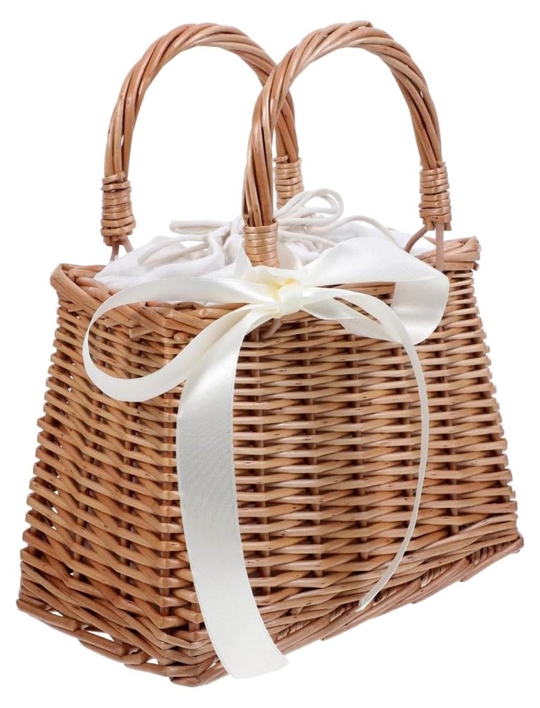 Weidenkorb, kleiner Rattankorb mit Griff, dekorative Aufbewahrung für Haus, Garten, Hochzeit, Weiß, 11,02 x 8,66 x 4,18 cm
