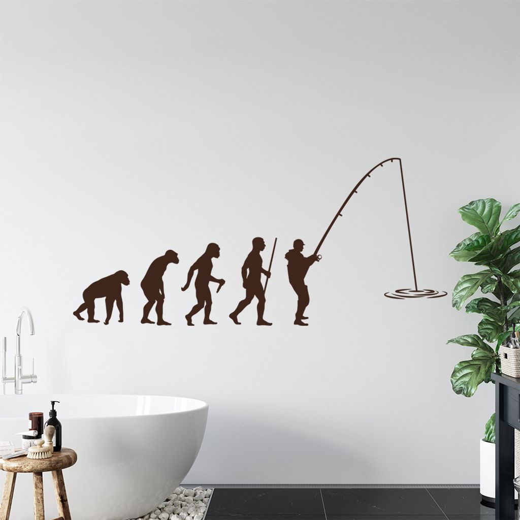Angler Angeln Evolution Wandtattoo Wandaufkleber Wall Sticker - Dekoration, Küche, Wohnzimmer, Schlafzimmer, Badezimmer