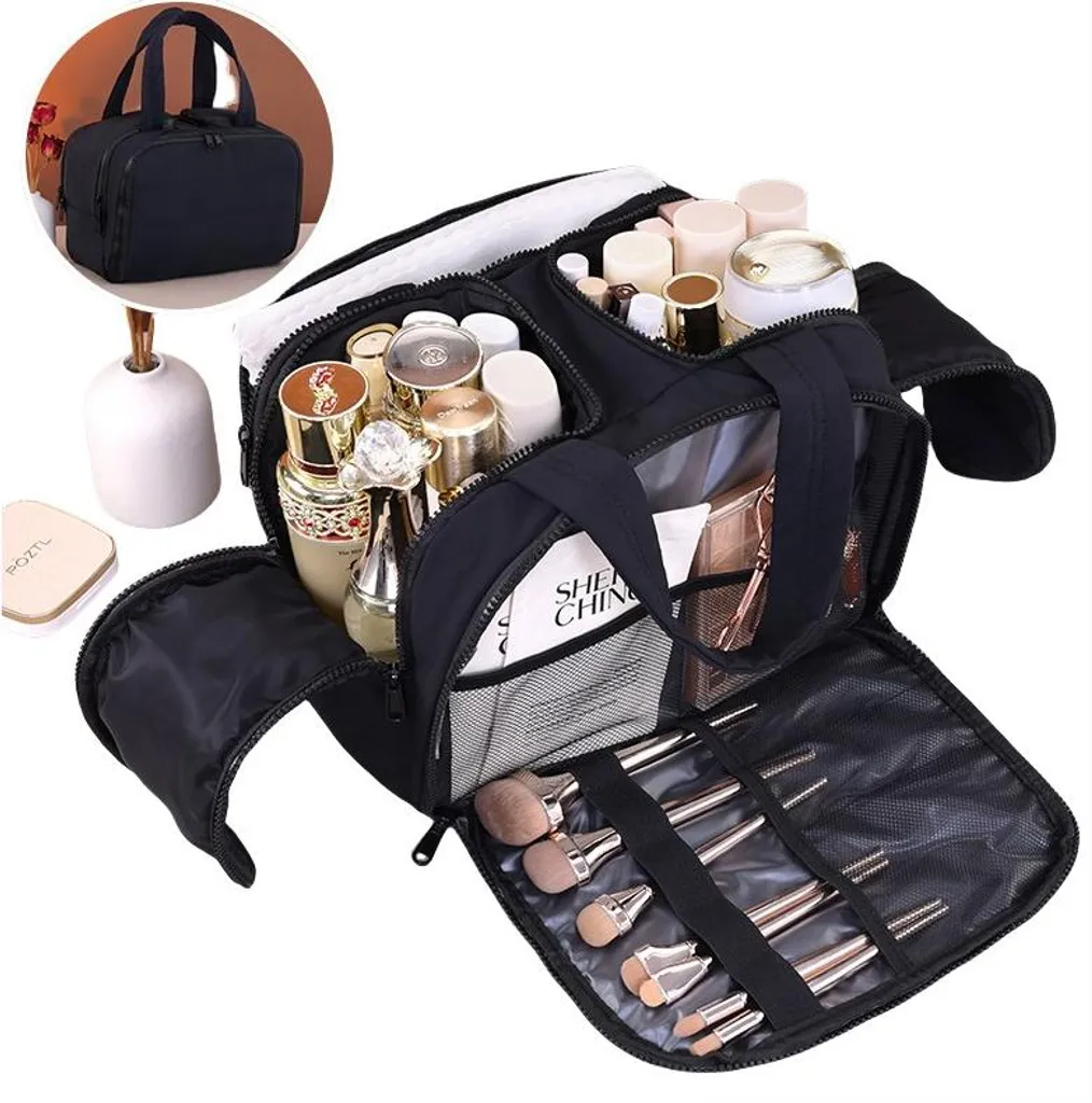Idea Regalo: Borsa Trucco INF Nero Grande - Beauty Case da Viaggio Chic