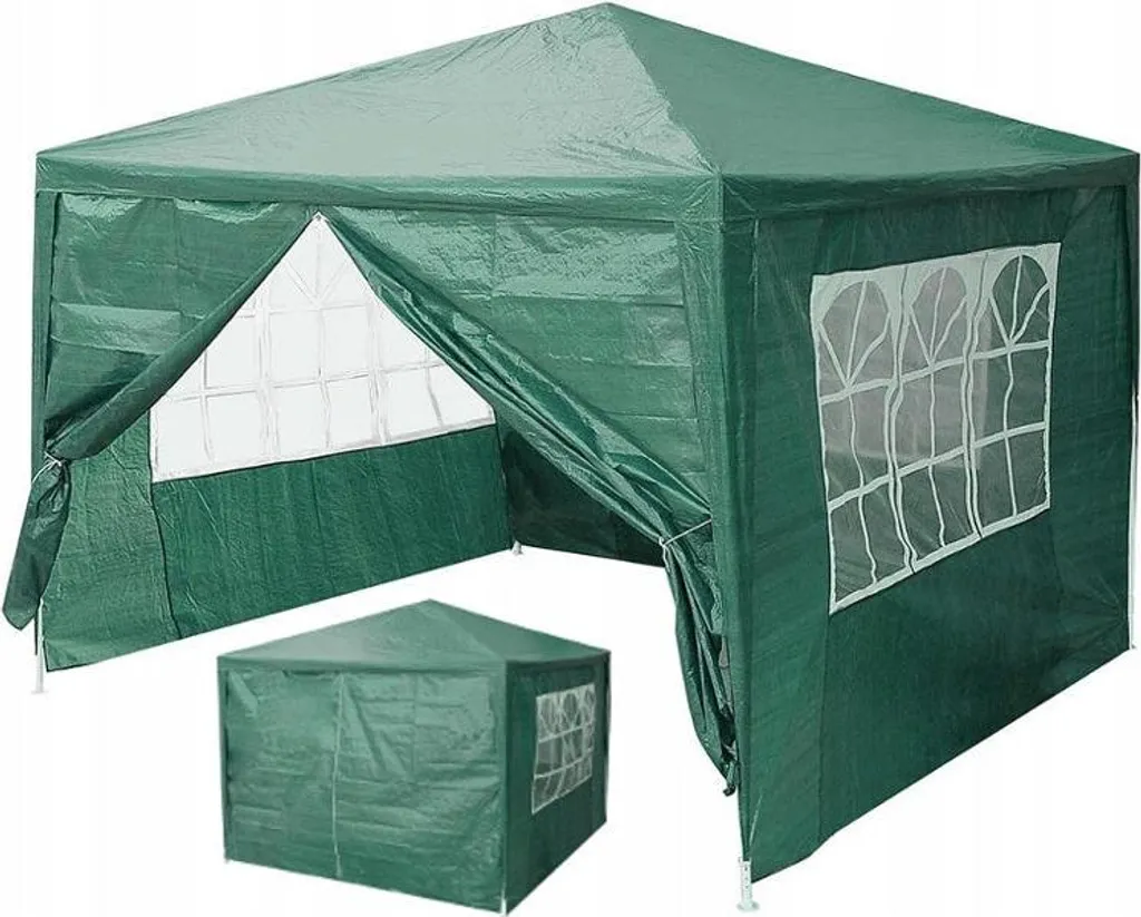 Tente pavillon MultiGarden 3x3 m avec 4 murs verte pour jardin et commerce