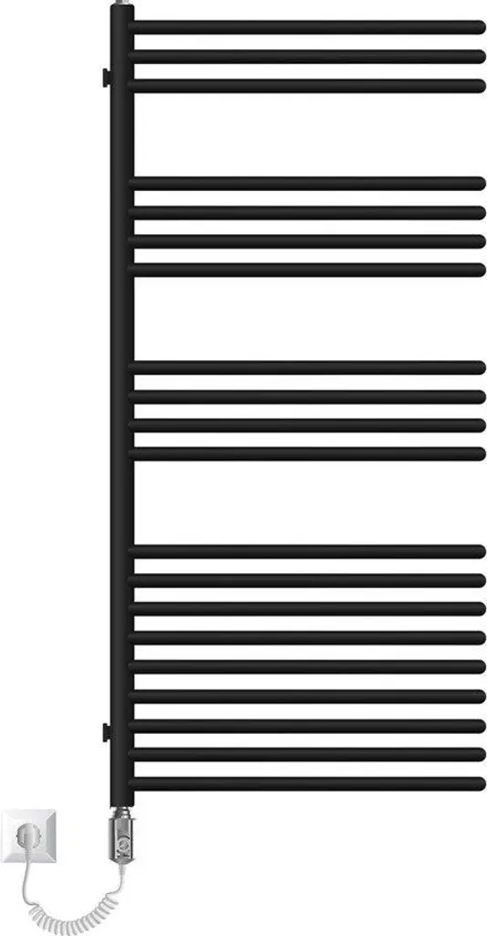 Radiateur de bain 900W noir mat 120cm avec thermostat haute précision