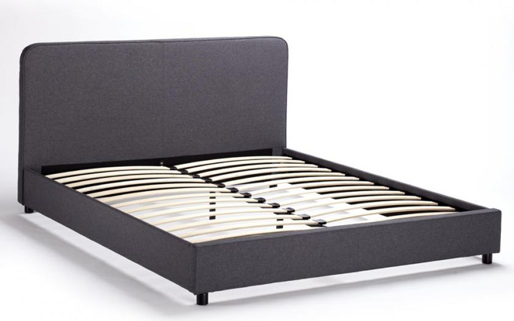 Komplett Doppelbett aus Stoff mit Bettrost Queen Size 160x190 cm Zurich King - Grau