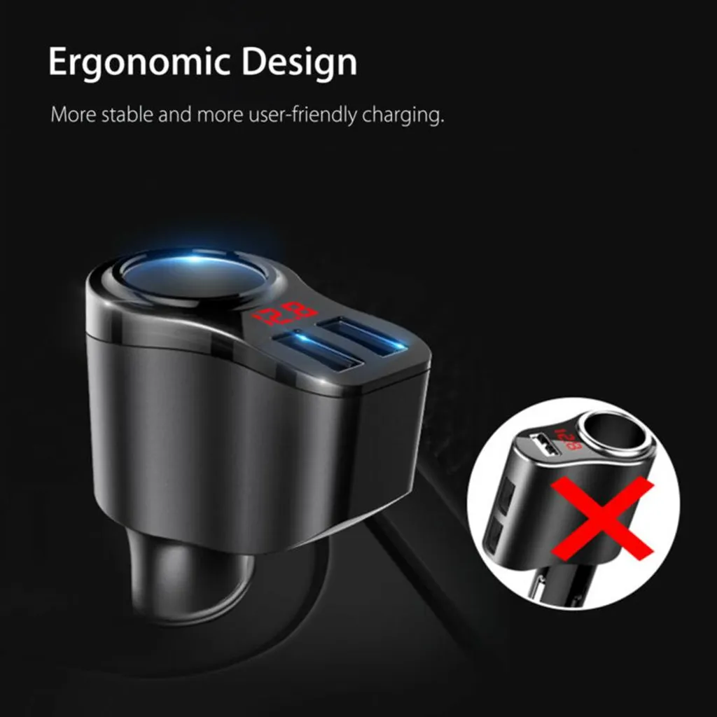 Caricabatterie Auto USB Doppia Porta 12V-24V Sdoppiatore Accendisigari
