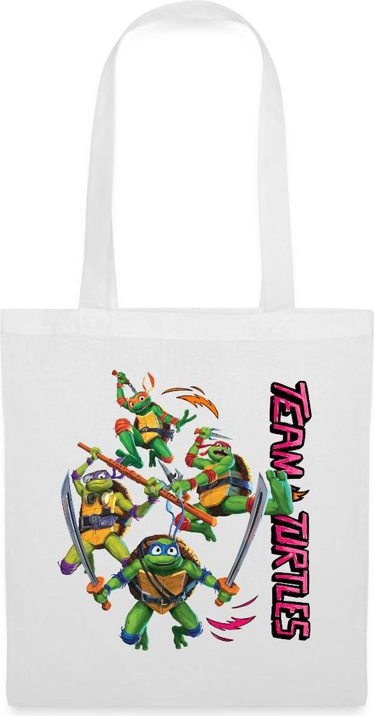 Spreadshirt TMNT Mutant Mayhem Team Turtles Stoffbeutel, One size, Weiß