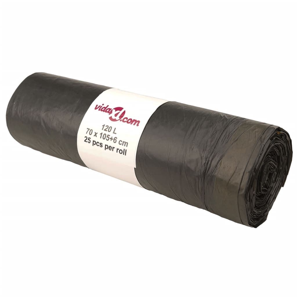 vidaXL Fodere per cestini con coulisse 250 pz. nero 120 L Immagine del prodotto 