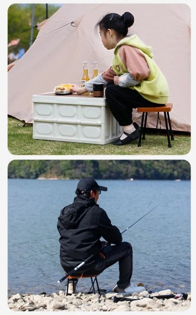 Sgabello da Pesca INF Nero Portatile - Carico Pesante 150kg - 3