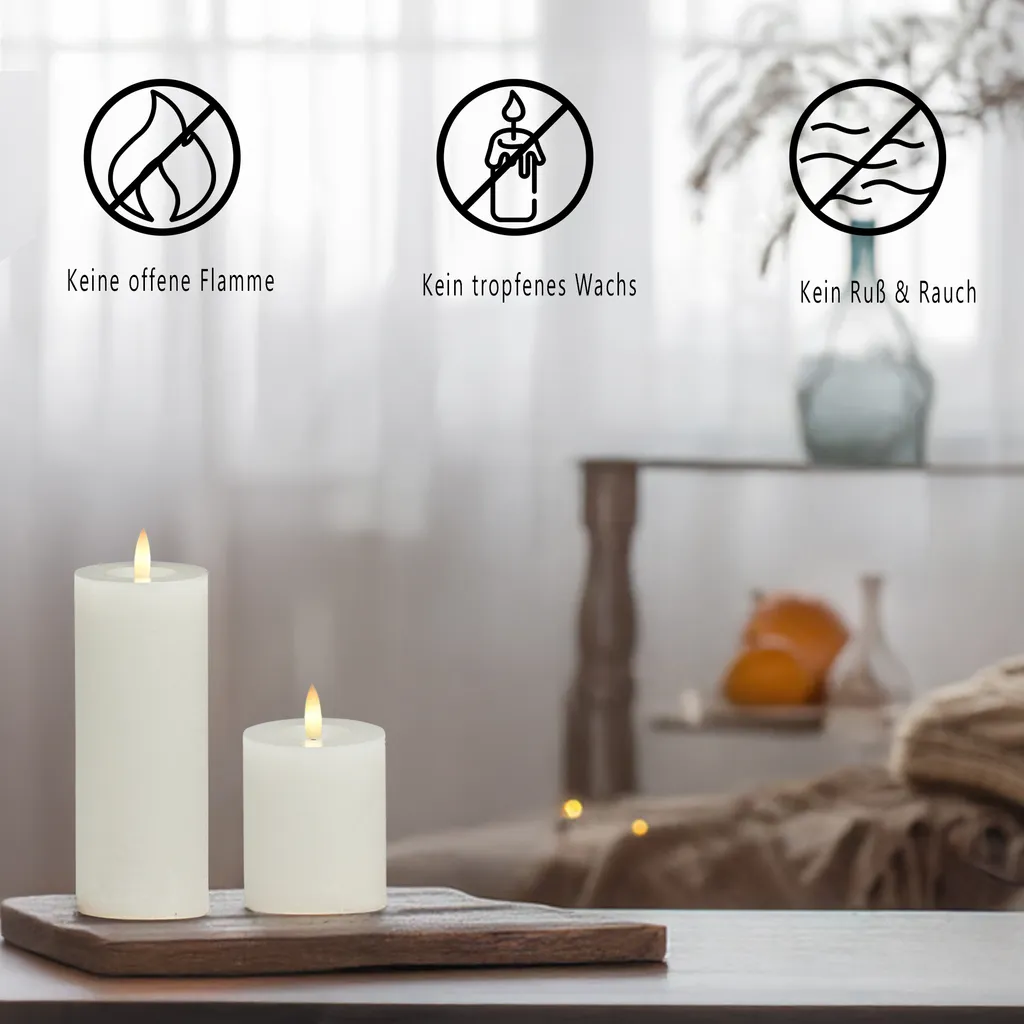 Pack 4 bougies LED cire blanche pour décoration de table et mariage