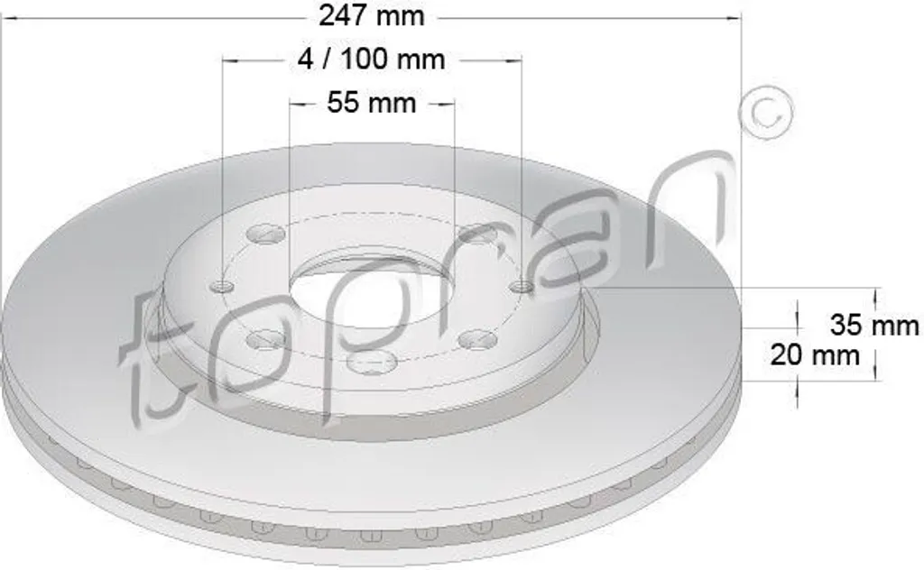 Disque de frein haute durabilité TOPRAN 722 457 - Compatible Aygo B1 B4