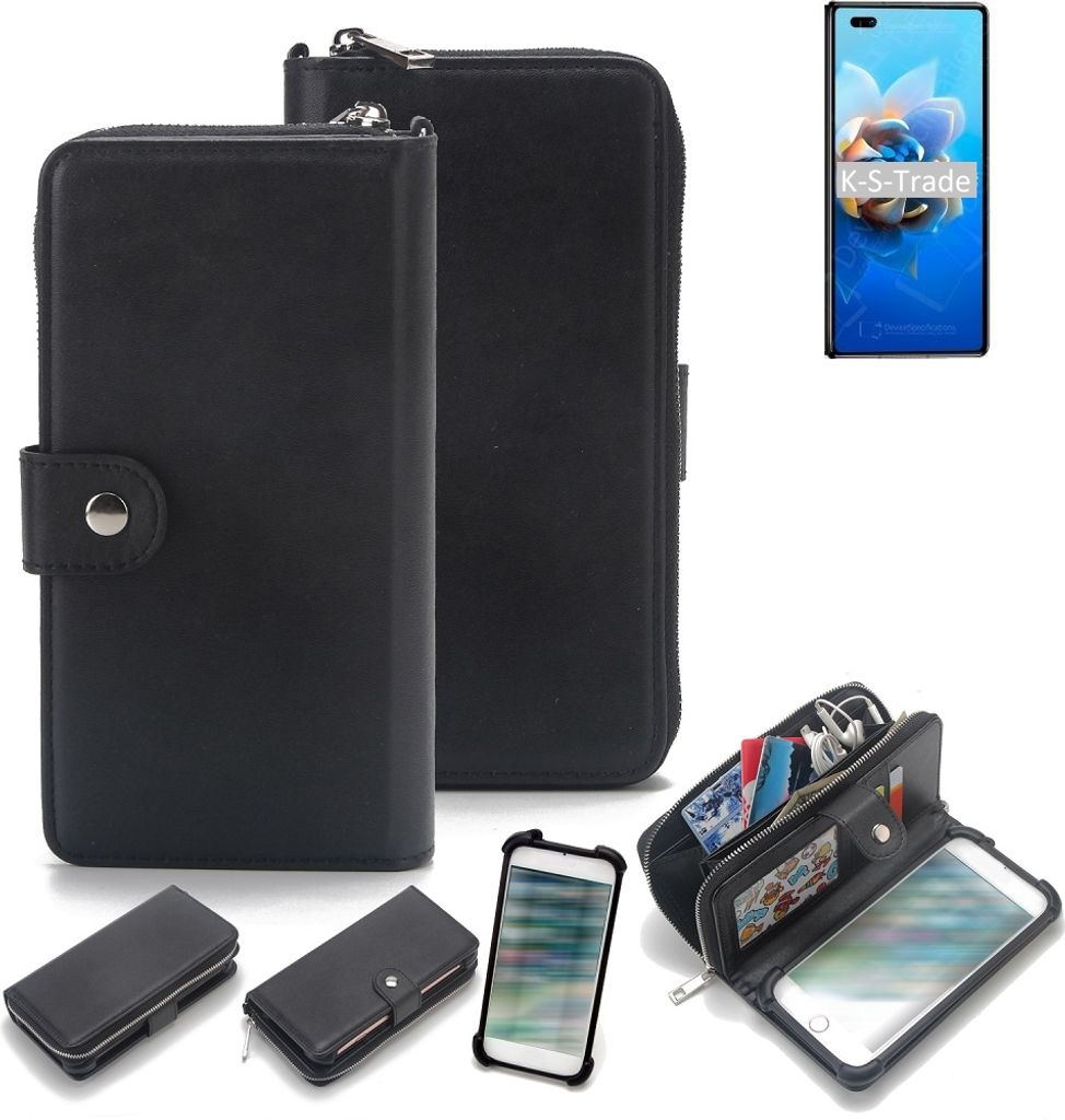 K-S-Trade 2in1 Handyhülle Schutzhülle kompatibel mit Huawei Mate X2 & Portemonnee Cover Handy Hülle Case Etui Geldbörse Wallet Bookstyle Hülle
