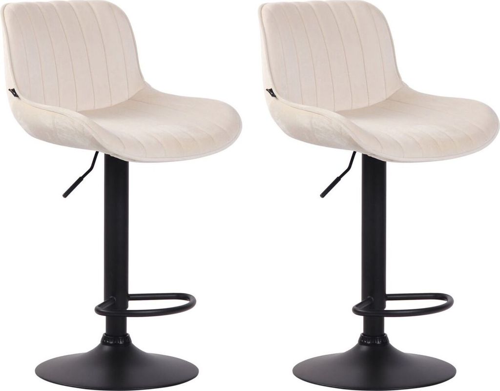 2er Set Barhocker Lentini Samt schwarz creme Produktbild 