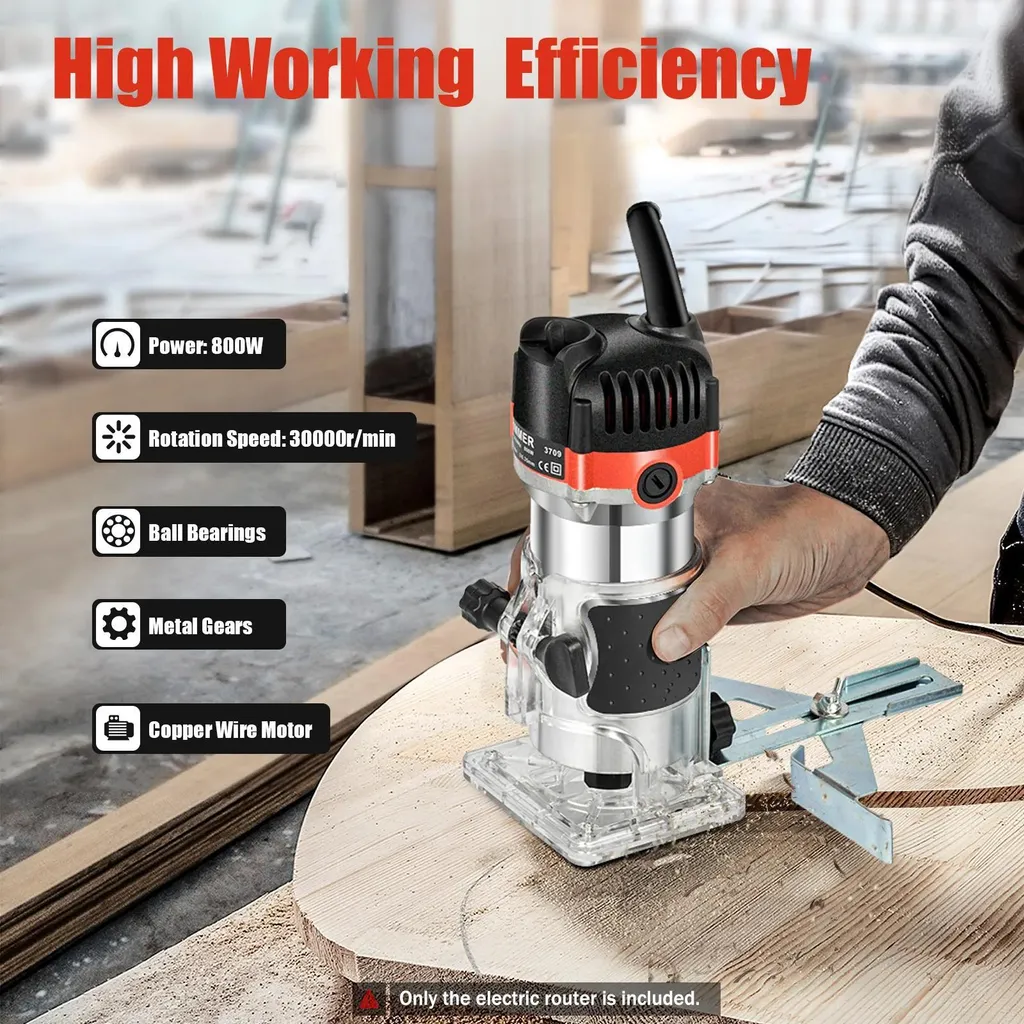 Défonceuse pour rainurage et chantournage bois 800W compacte rouge - 10