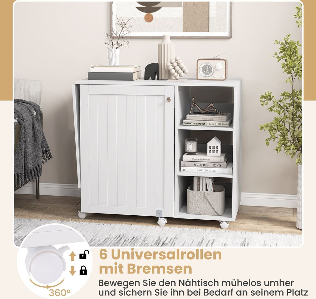 COSTWAY Klappbarer Nähtisch, multifunktionale Produktbild 3