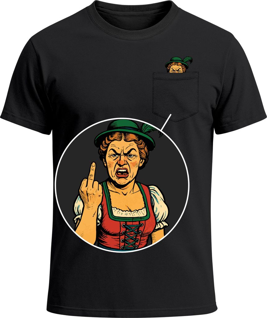 Herren T-Shirt mit Brusttasche Bayrischer Grantler Trachtenlook für das Bier Fun-Shirt Moonworks