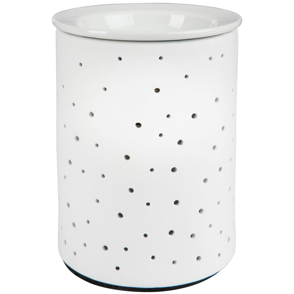 ONVAYA Porzellan Duftlampe DOTS | 1 Stück | Elektrisch | Weiss | 15 cm | für die Steckdose | mit Birne | Aromalampe