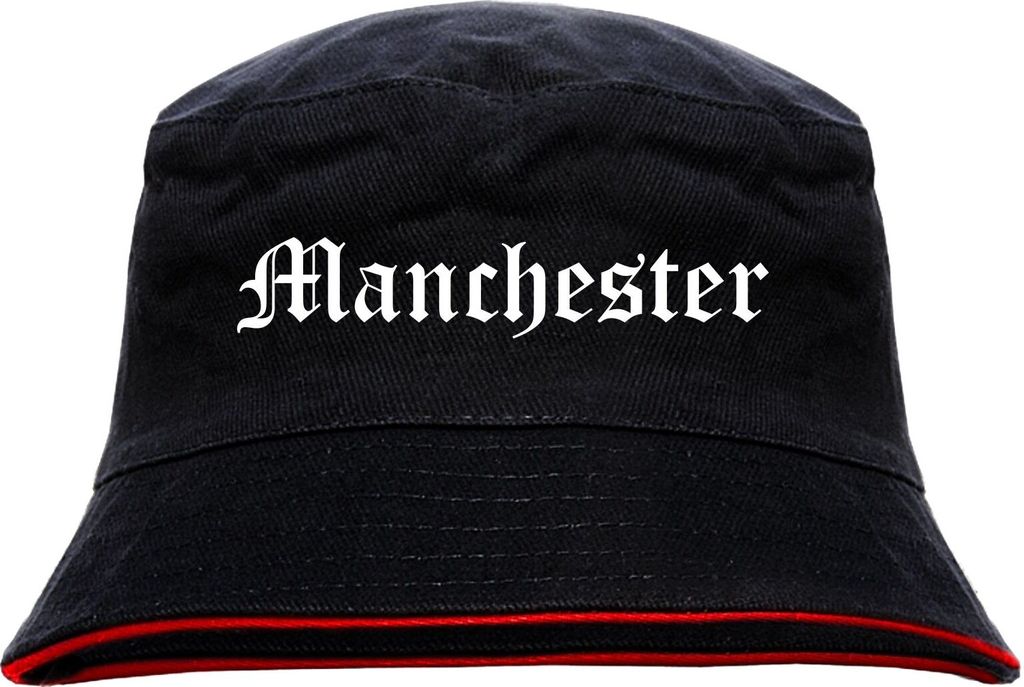 Manchester Anglerhut - Altdeutsche Schrift - Schwarz-Roter Produktbild 