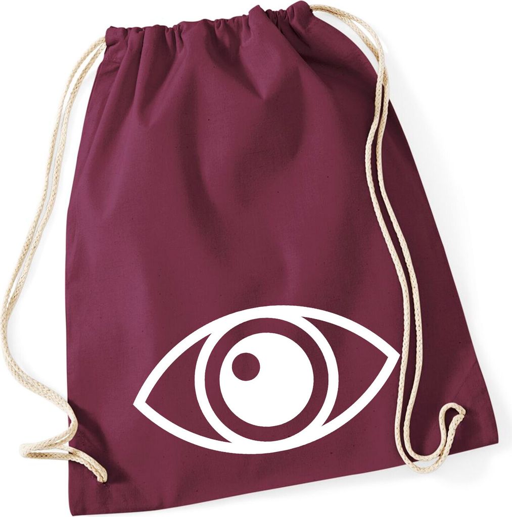 Huuraa Turnbeutel Auge Eye 12 Liter Burgundy Baumwolle Rucksack Geschenkidee