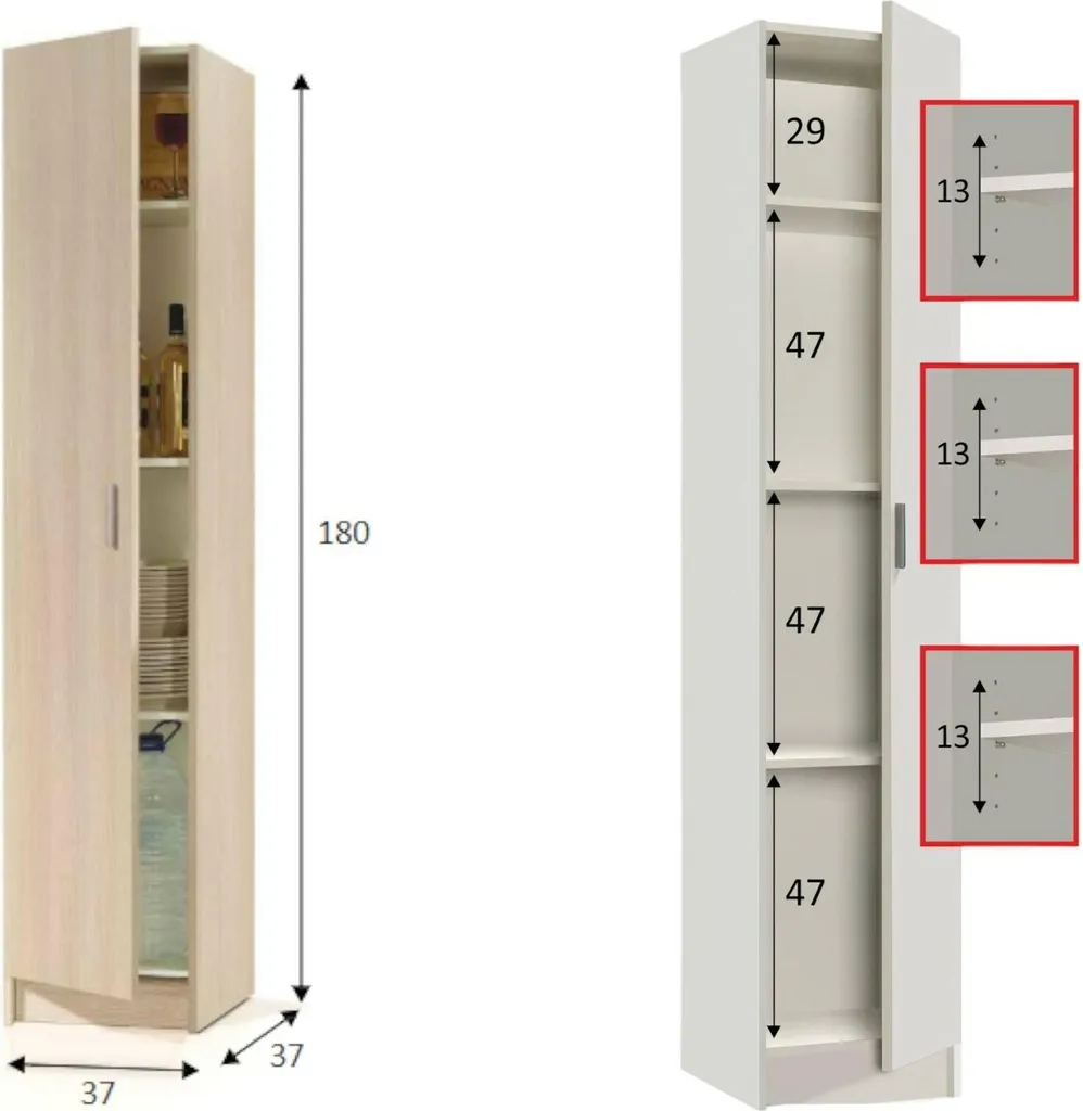 Armoire Alexander Chêne Marron 3 Étagères Structure Compacte 180 cm - 3
