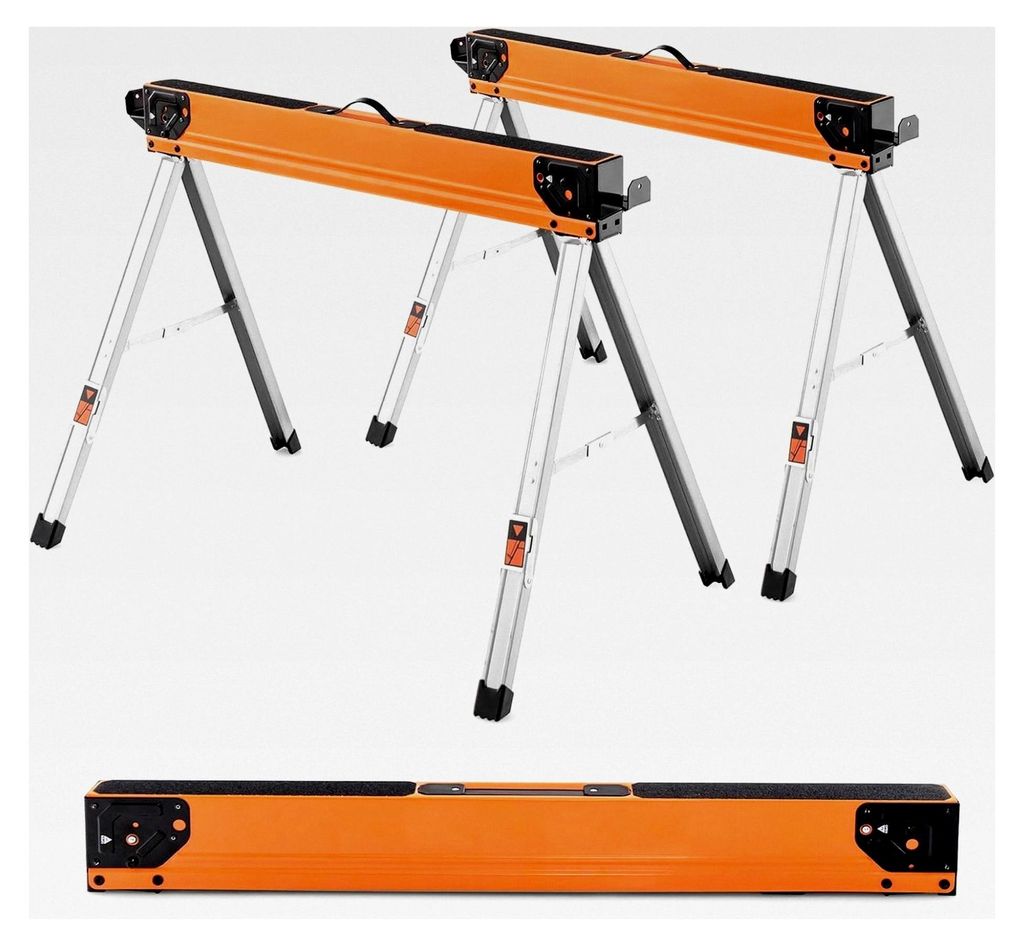 2er-Set Klappbare Sägeböcke, Tragbare Arbeitsböcke, Robuste Metall-Sägehilfen für die Holzbearbeitung, Sägebock mit Griff bis 500 kg belastbar