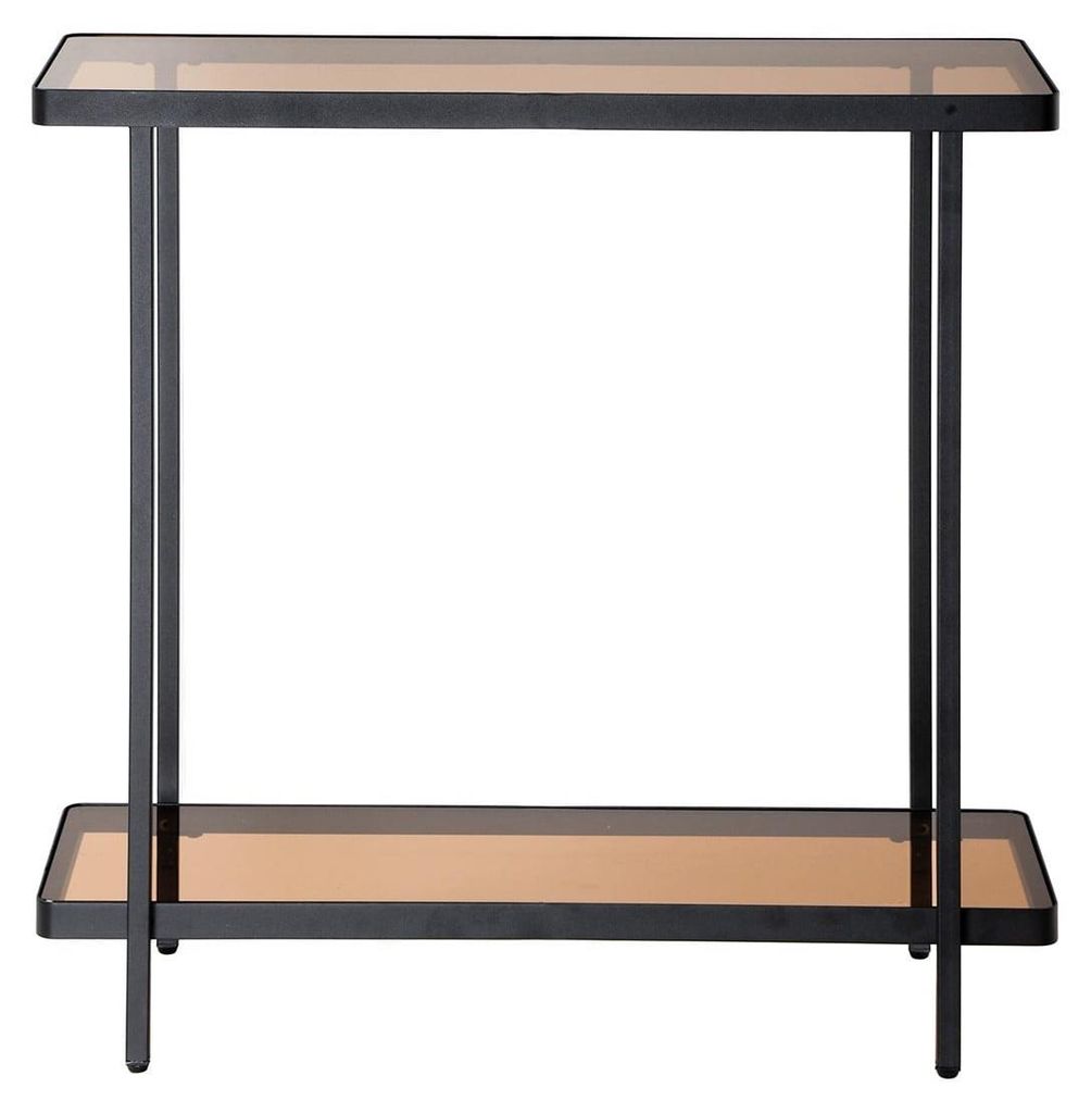 CALICOSY - Console avec deux plateaux en verre fumé L80 cm Image du produit 