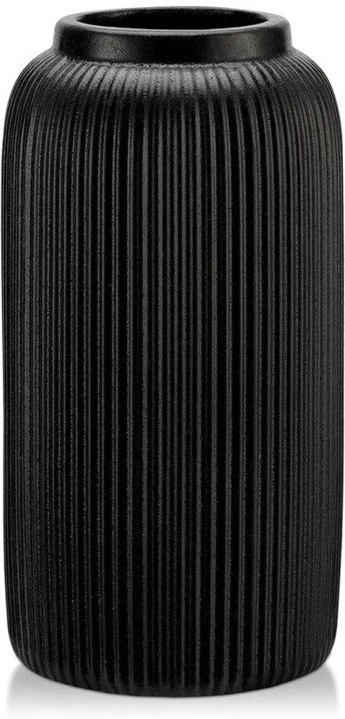 Grand vase noir mat en céramique 24cm au revêtement anti-trace