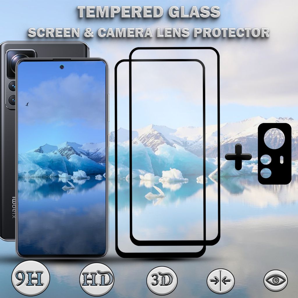 2-Pack XIAOMI 12T Displayschutzfolie und 1-Pack Objektivschutz aus 9H gehärtetem Glas