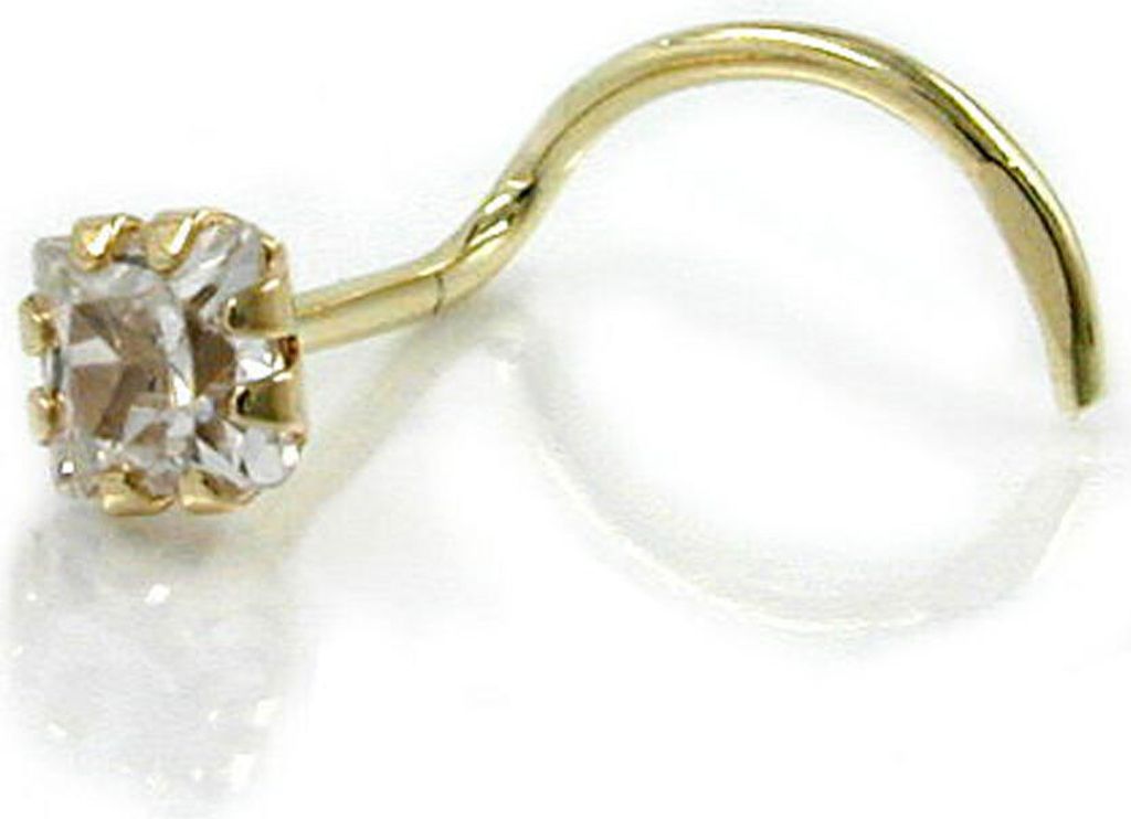 Gallay nose screw piercing 3mm cubic zirconia 14k Gold Produktbild 