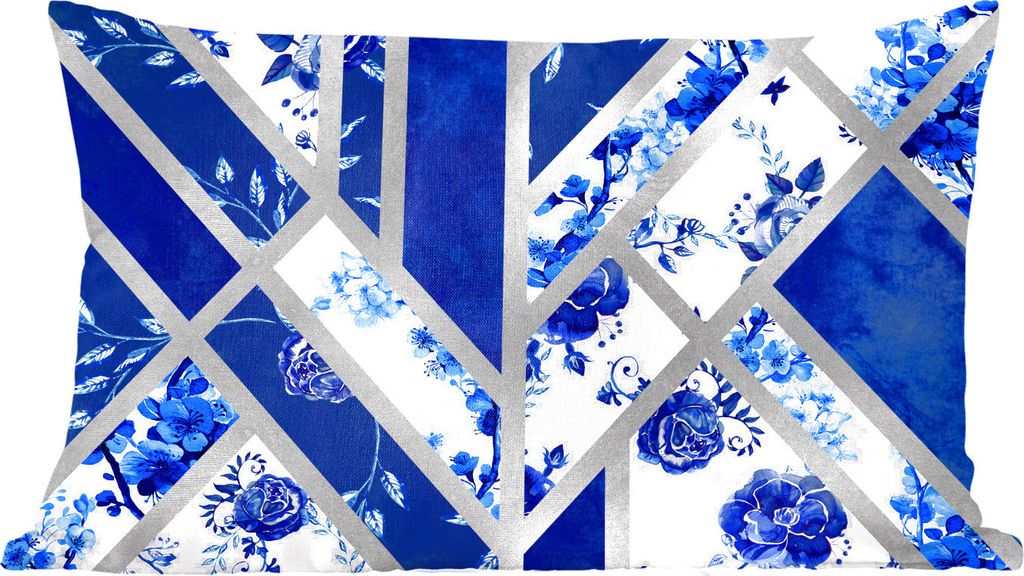 MuchoWow Zierkissen Sofakissen Wohnzimmer Dekokissen 60x40 cm Design - Delfter Blau - Luxus - Kopfkissen - Polster mit Foto