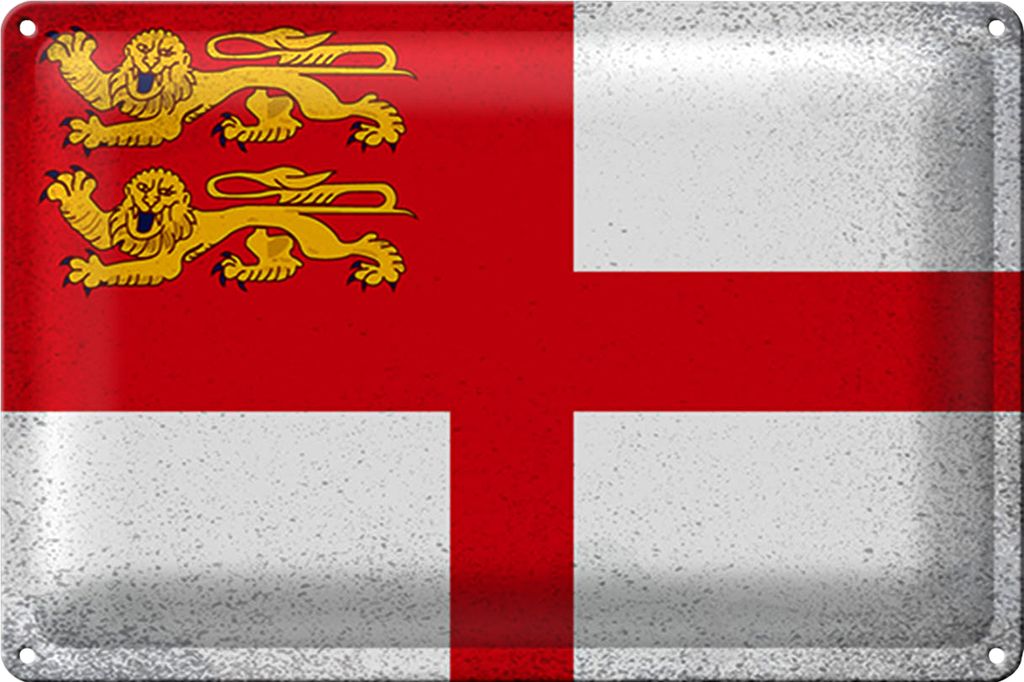 Blechschild Flagge Sark 40x30cm Flag of Sark Vintage