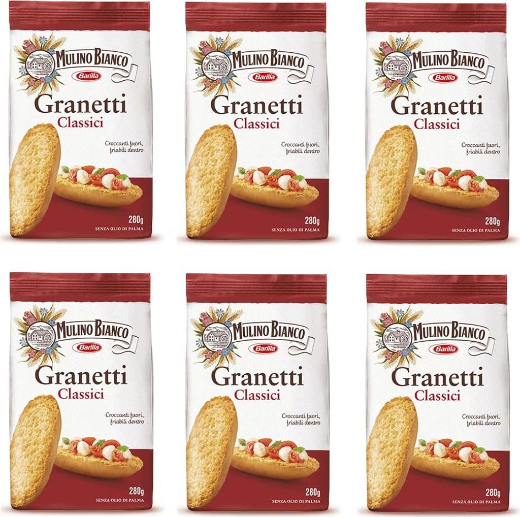 6x Mulino bianco Granetti Knusper Brot für Bruschetta Croutons 290g aus italien