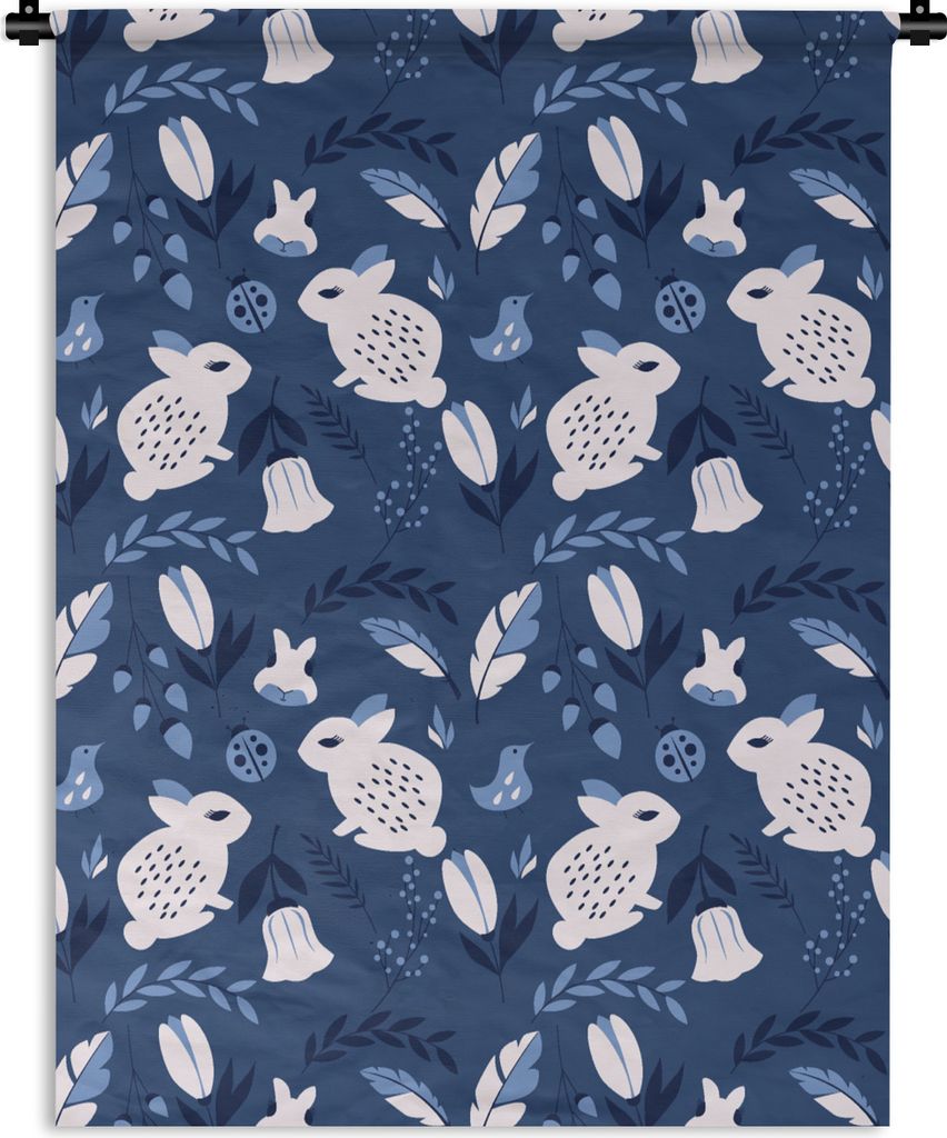 MuchoWow Wandteppich Wandbehang Kaninchen - Skandinavien - Muster 60x80 cm Tapisserie Dekoration Wandtuch - Decke - Wandtücher - Wohne