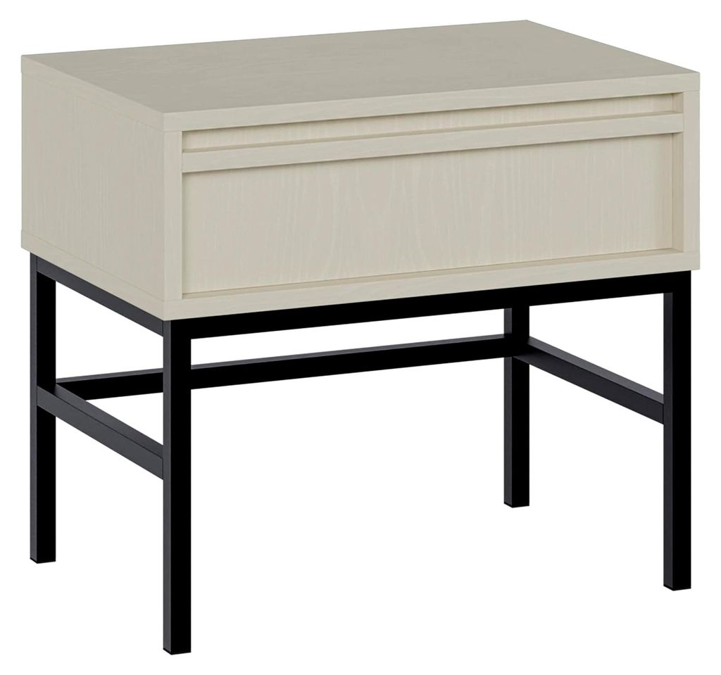 Evo Nachttisch, 50 cm, Beige | Nachtschrank, Beistelltisch, Mit Schublade, Stehend