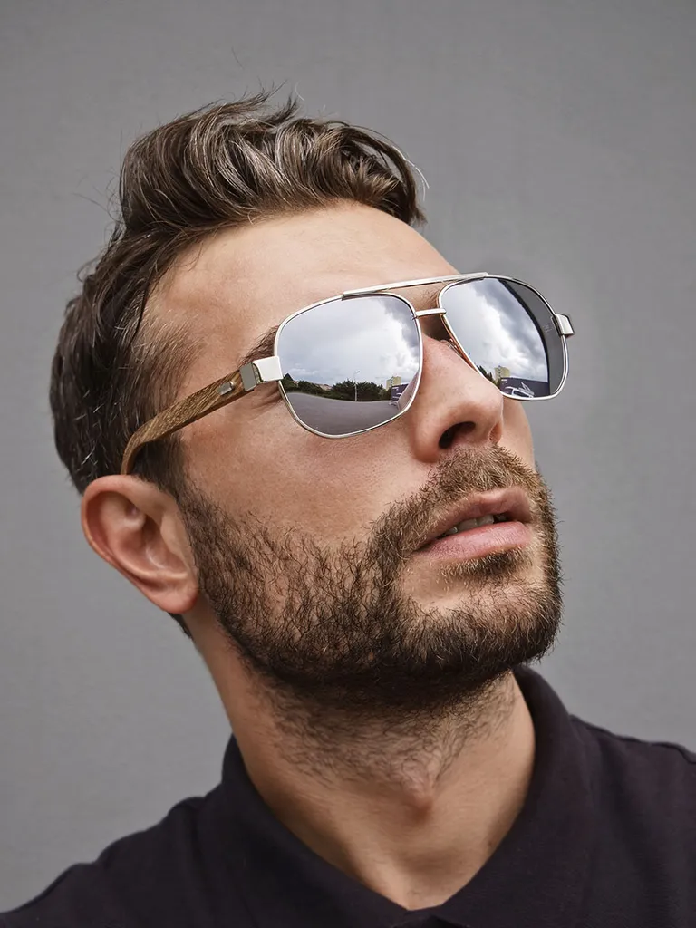Lunettes Aviateur Bois VeyRey Homme - Conduite et Plage Silver