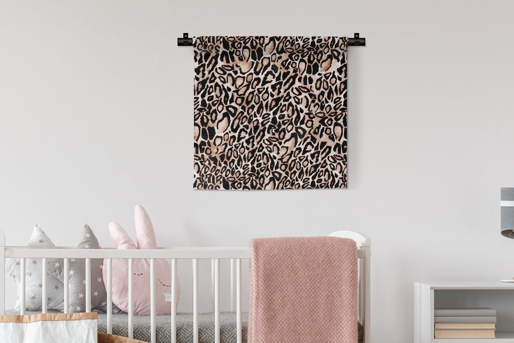MuchoWow Wandteppich Wandbehang Panther Druck - Flecken - Schwarz 60x60 cm Tapisserie Dekoration Wandtuch - Dekorationen - Wand Decke