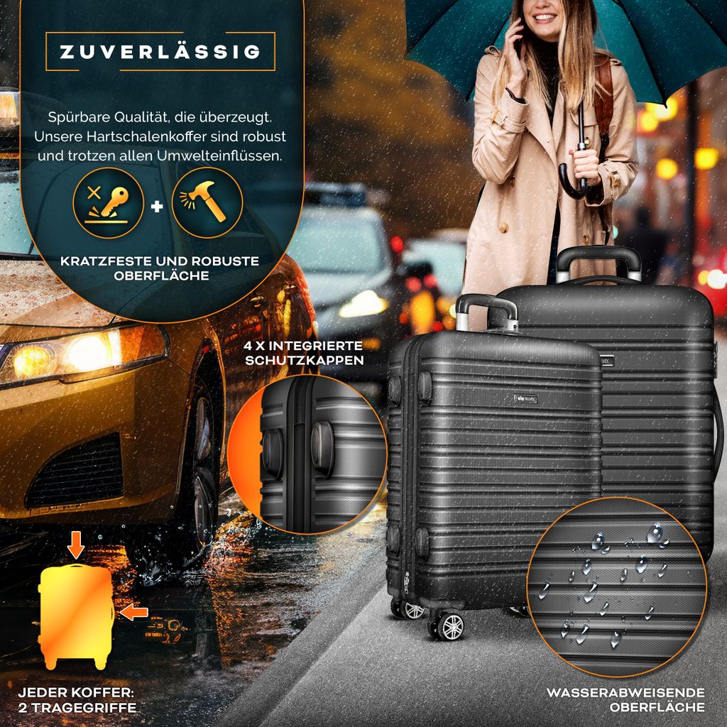tillvex® Reisekoffer Set 4 tlg. Grau Koffer Hartschale Produktbild 7
