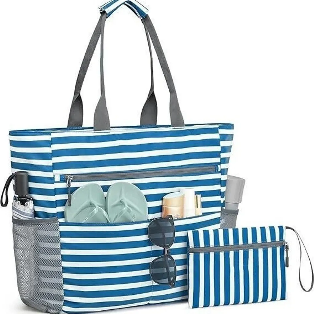 Sac de plage pliable bleu marine : la solution gain de place en valise