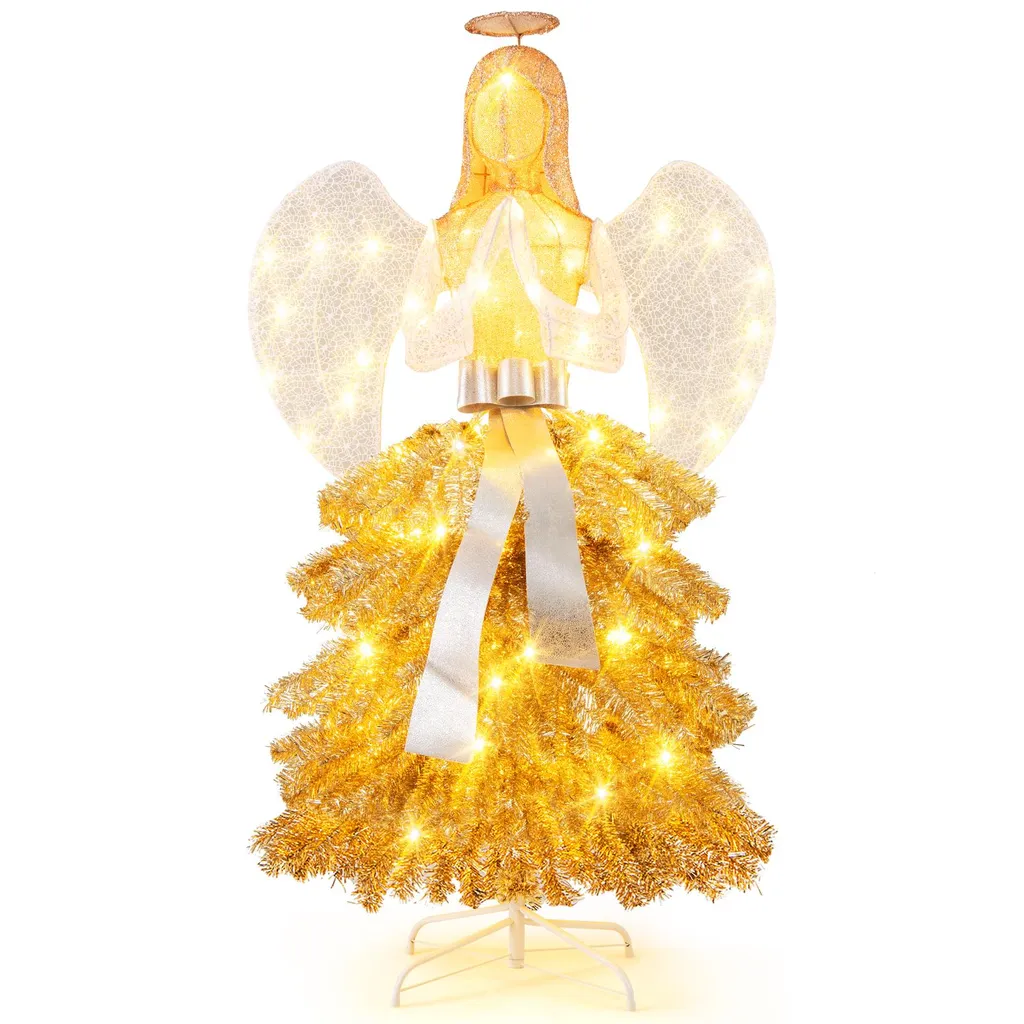 Sapin de Noël 157cm Lumineux avec Ange et 150 LED Ambiance Blanc Chaud