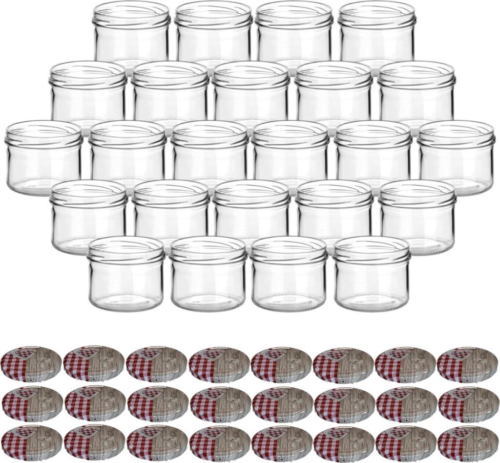 gouveo 24er Set Einmachgläser 230 ml rund mit Schraubdeckel Produktbild 