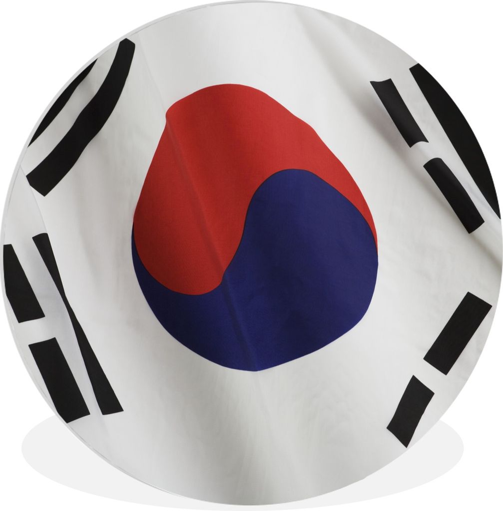 MuchoWow Rundes Wandbild - Runde Bilder Nahaufnahme der Flagge von Südkorea Ø 60 cm Kreis Wanddekoration Kunststoff - Wandkreis - Wandschmuck -...