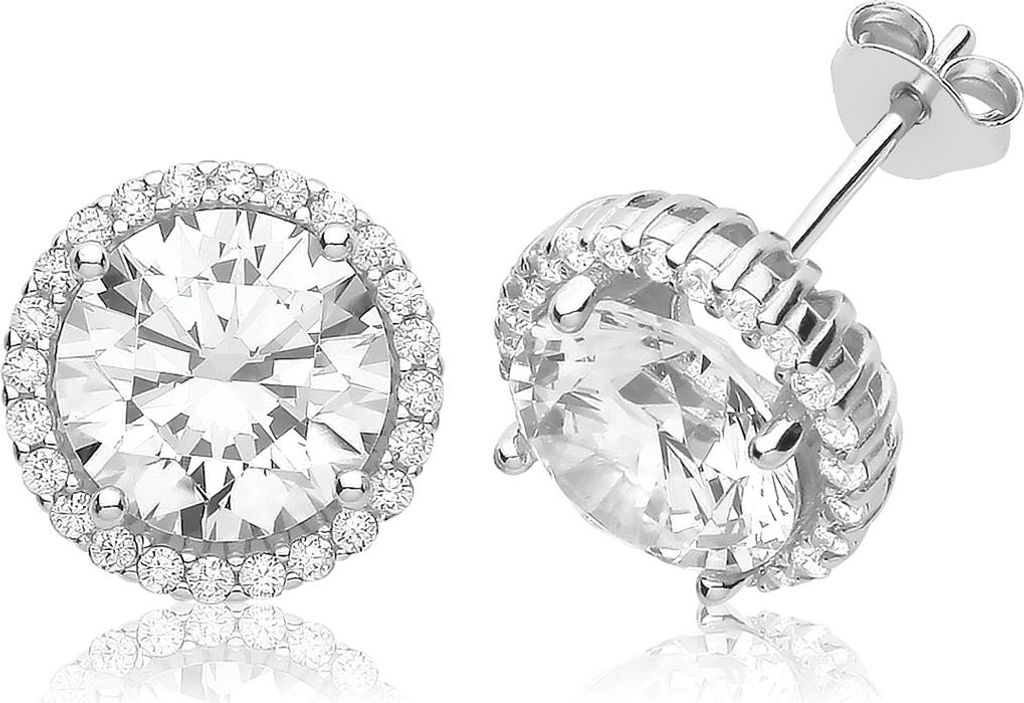 Wunderschöne 925 Sterling Silber Damen - Paar Ohrstecker mit Zirkonia; TRS35269