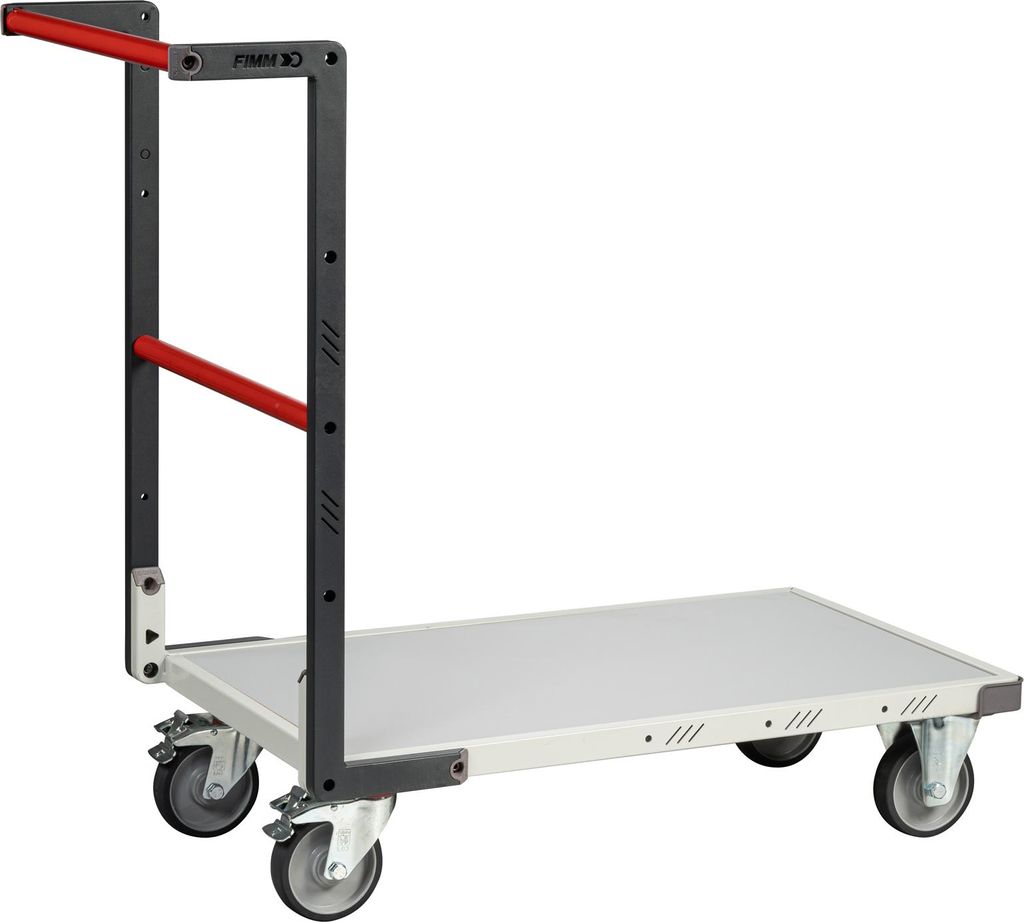 FIMM Plattformwagen mit festem Bügel und MDF-Platte Ablagefläche 850x495mm 250kg Tragkraft